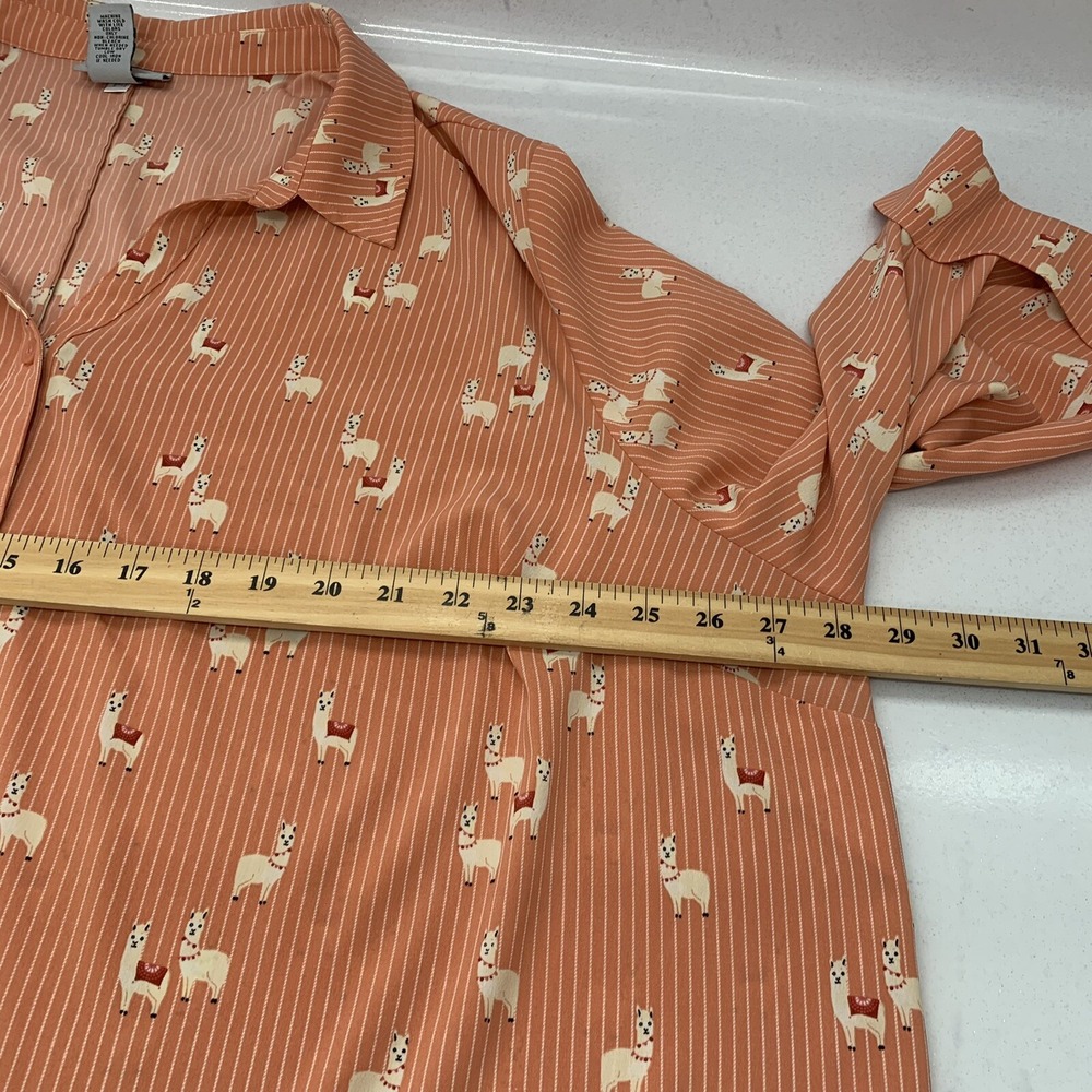 Catherines Top‎ Blouse 3X   Novelty Print Lamas Orange Stripe 3/4 Sleeve Office - Picture 11 of 12